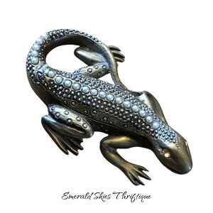Mud Pie Lizard Trinket Box Metal Jewelry Box Reptile Decor Keepsake free ship